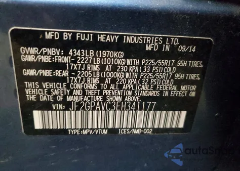 2014 Subaru Xv Crosstrek 2.0 Premium z USA, uszkodzony, nr VIN JF2GPAVC3EH341177